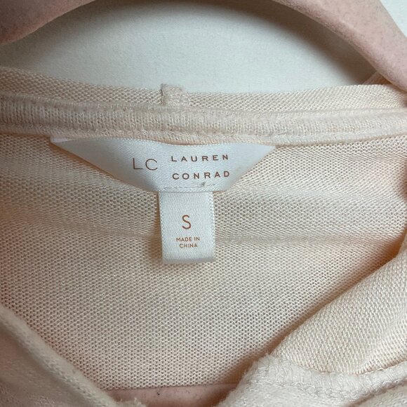 LC Lauren Conrad Pink Sz Small -- ruffle hoodie shirt feminine with pocket - Picture 8 of 11
